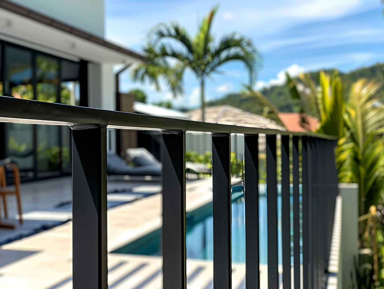 Creative Aluminium Thailand Bespoke Aluminium & Wood Products Creative Aluminium Thailand Temporary Pool Fencing In Phuket, Thailand Davidv. 56221 Extreme Closeup Or Modern Aluminium Pool Fencing 72e300e0 3e4a 4e3a 9fd8 Cb7632ec4d96