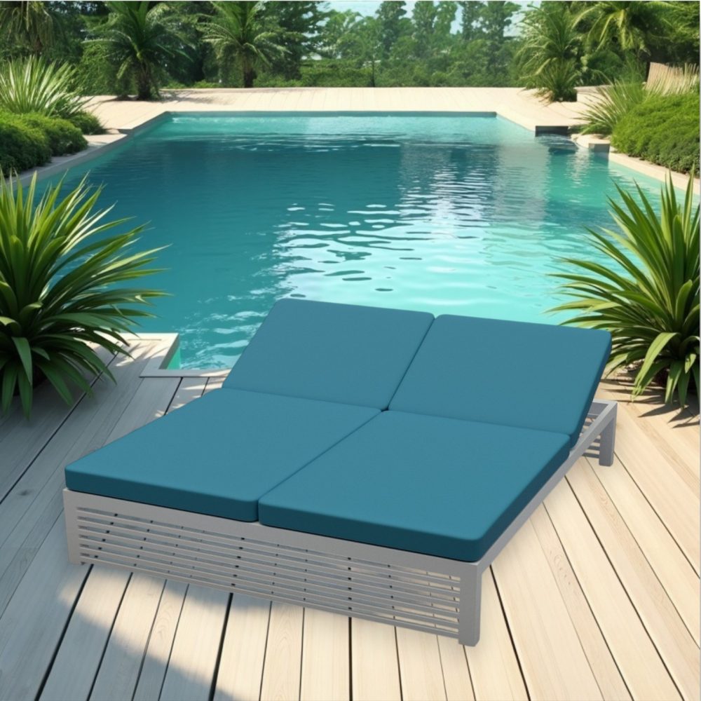 Creative Aluminium Thailand Bespoke Aluminium & Wood Products Double Aluminium Sun Lounger 20mm Forever White Photoroom