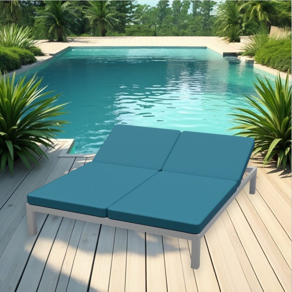 Creative Aluminium Thailand Bespoke Aluminium & Wood Products Double Aluminium Sun Lounger 20mm Timeless White Photoroom